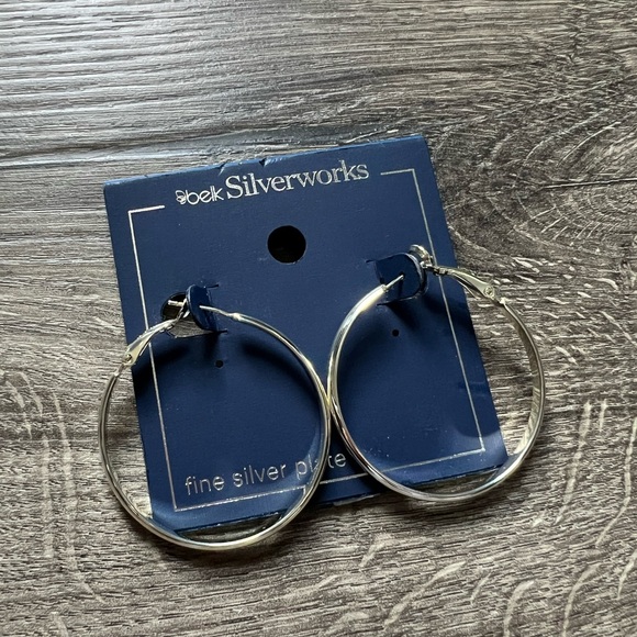 belk Jewelry - Belk Silverworks 40mm Silver Plated Hoop Earrings Classic Polished Hoops NWT